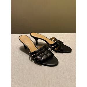 Carole Little Vintage Black Leather Strappy Kitten Heel Sandals Size 7